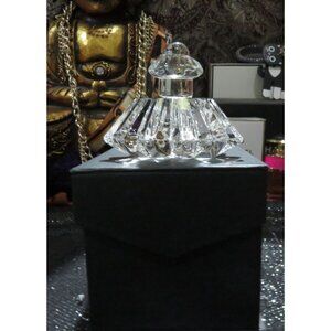 Marilyn Miglin Crystal Perfume Bottle Flower Top Crystal Cut EMPTY Bottle NWB